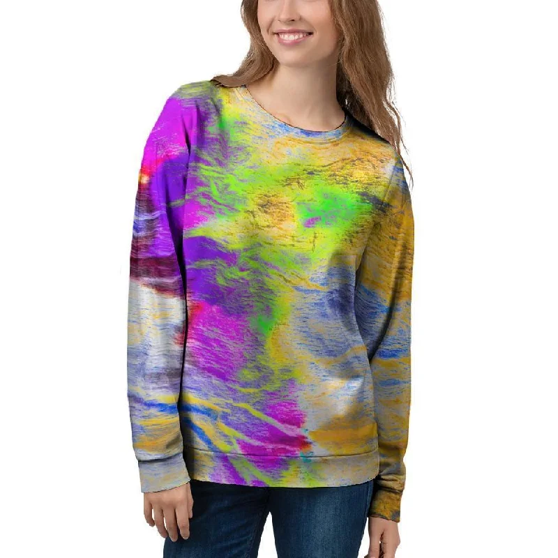 Abstract Tie Dye Women's Sweatshirt Hoodie with Typography Text Message