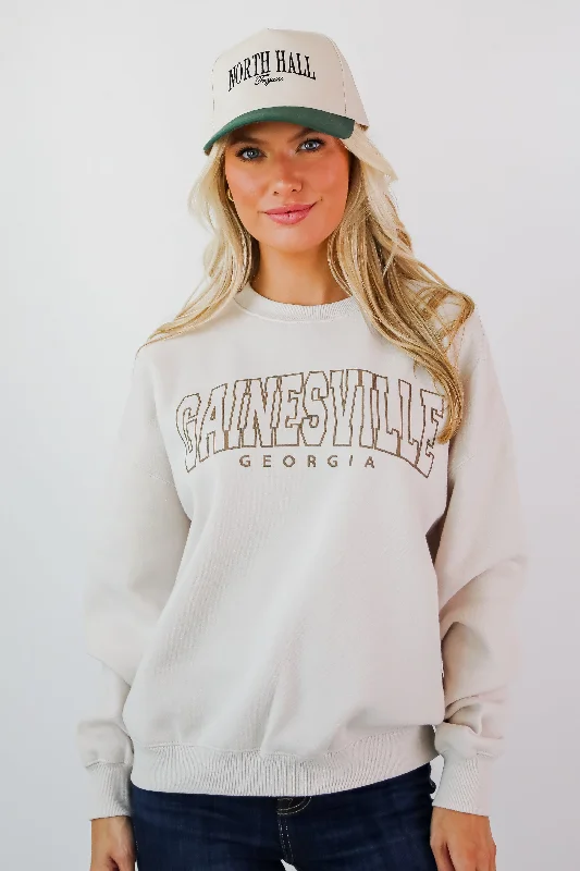 Beige Gainesville Georgia Sweatshirt Hoodie with Crew Neck Simple Timeless