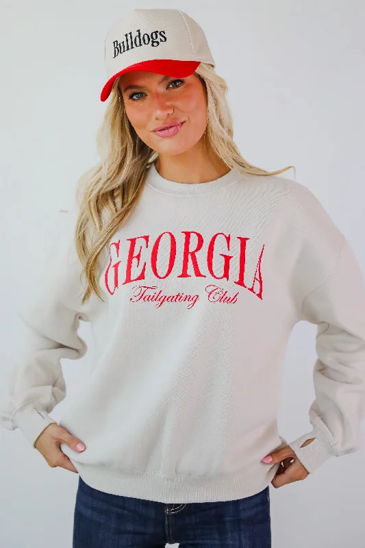 Beige Georgia Tailgating Club Sweatshirt Hoodie with Full-Zip Functional Layering