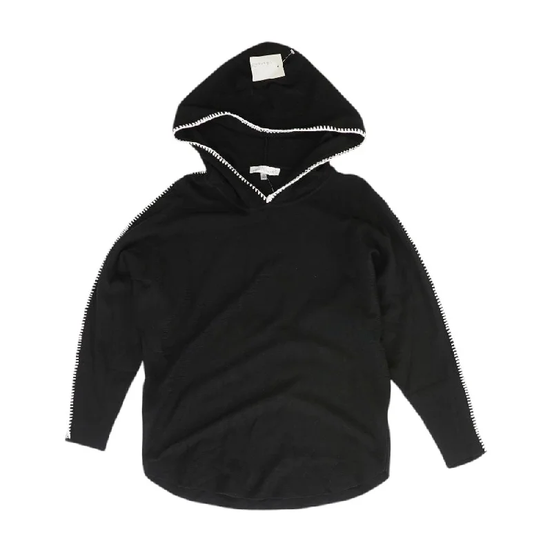 Black Solid Hoodie Hoodie Sweatshirt Pullover