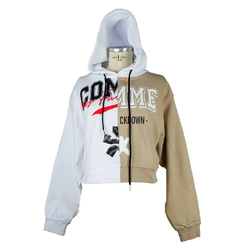 Comme Des Fuckdown Chic Two-Tone Graphic Hooded Sweatshirt Cotton Hoodie Fleece Lining Warmth