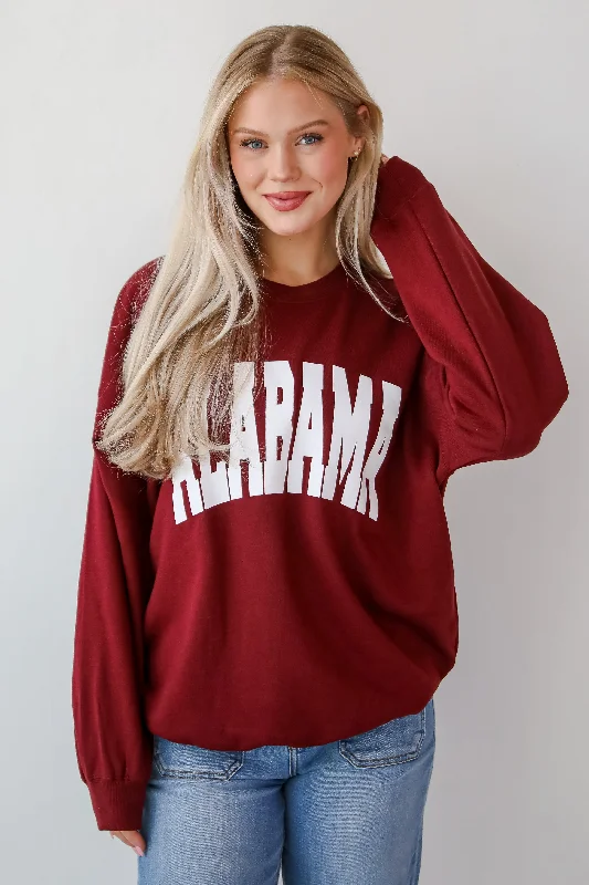 Crimson Alabama Sweatshirt Hoodie with Slit Hem Functional Movement