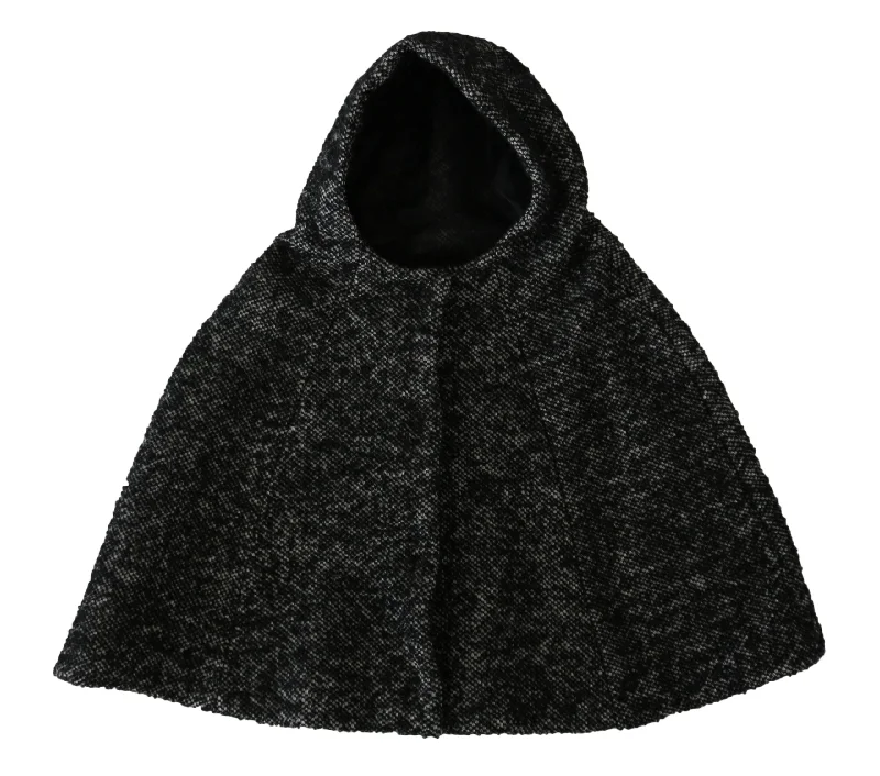 Dolce & Gabbana Elegant  Wool Hooded Scarf by Iconic Italian Women's Label Hoodie with Pocket Utility Practical