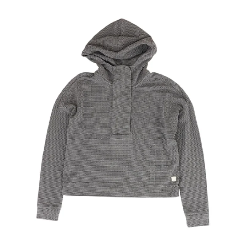 Gray Solid Hoodie Hoodie with Hem Applique Textured Unique