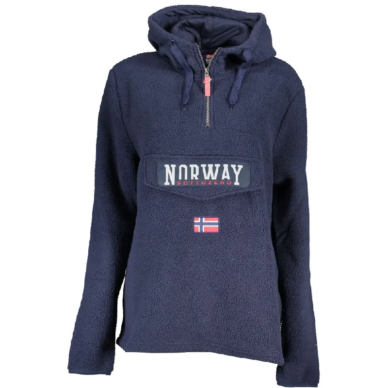 Norway 1963 Chic Blue Hooded Sweatshirt with Unique Pocket Hoodie with Pocket Utility Practical