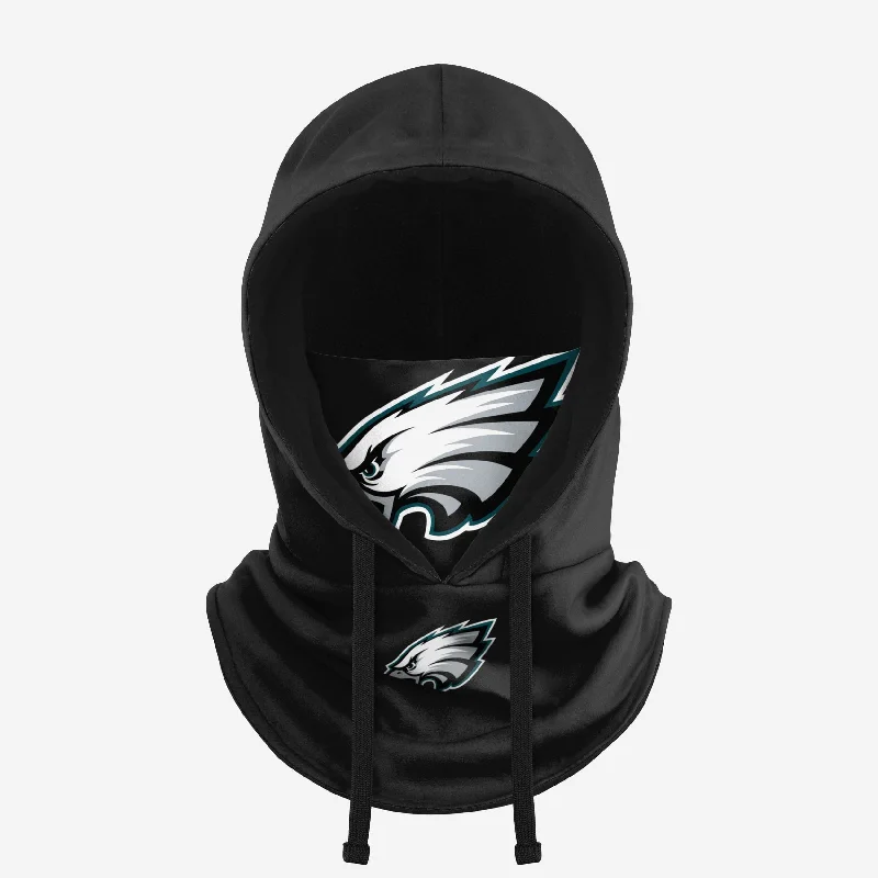 Philadelphia Eagles Black Drawstring Hooded Gaiter Hoodie with High Neck Warm Protective