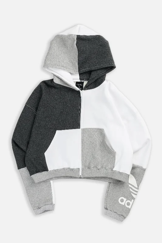 Rework Adidas Crop Zip Hoodie - L Hoodie Jacket Zipper Layering