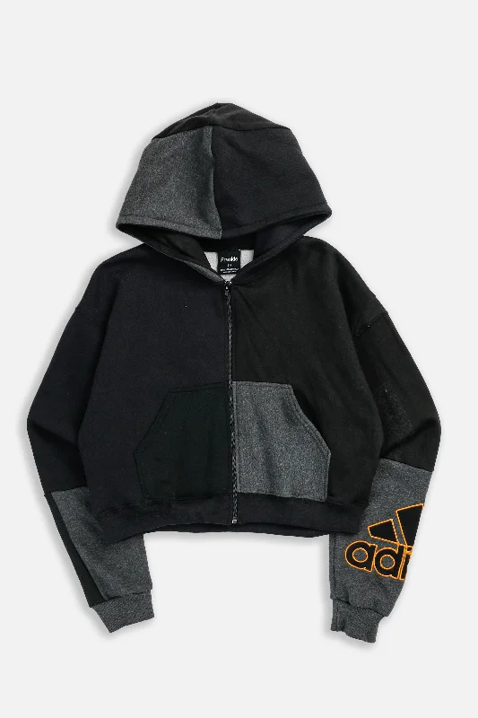 Rework Adidas Crop Zip Hoodie - S Hoodie with Logo Branding Identity