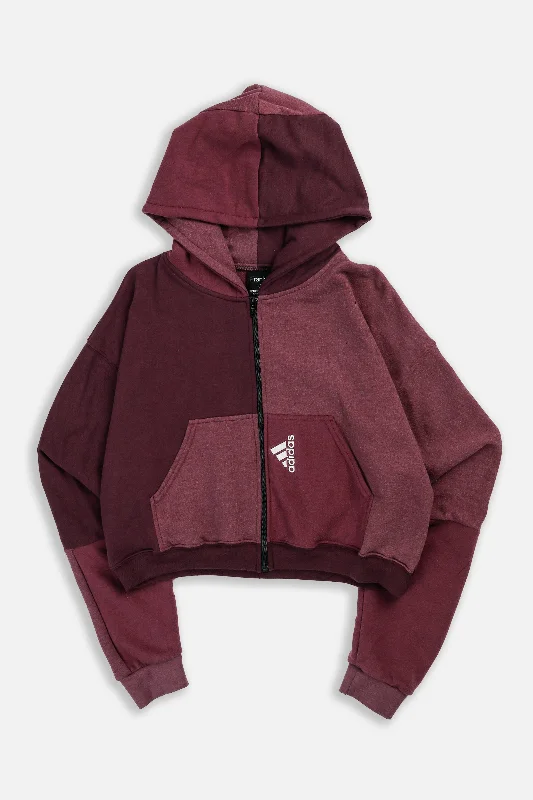 Rework Adidas Crop Zip Hoodie - S Hoodie with Full-Zip Functional Layering