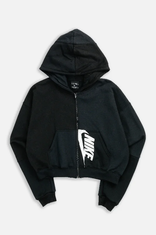 Rework Nike Crop Zip Hoodie - M Graphic Hoodie Design Print