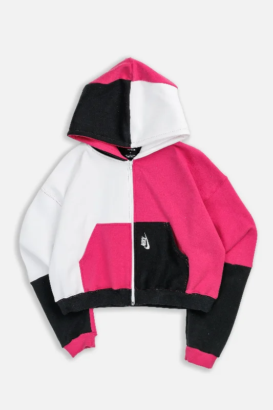 Rework Nike Crop Zip Hoodie - M Hoodie with Bell Sleeves Flared Feminine