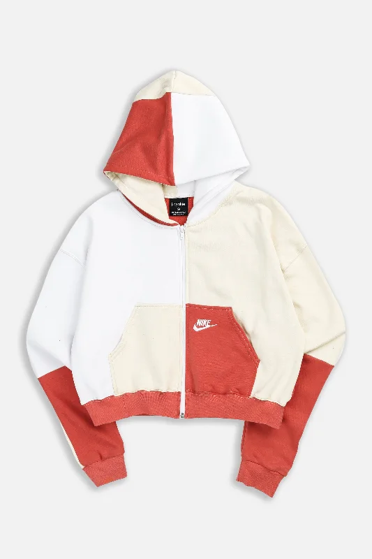 Rework Nike Crop Zip Hoodie - XS Hoodie with Lace Feminine Delicate