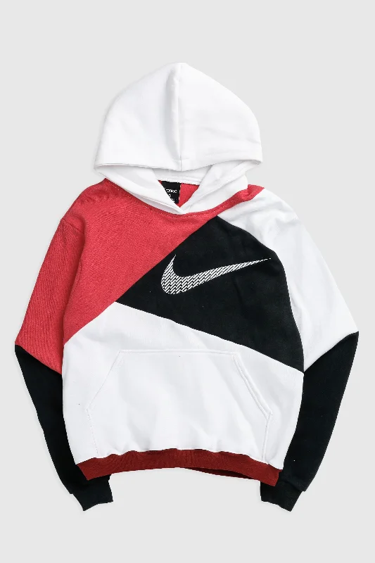 Rework Nike Patchwork Sweatshirt - S Hoodie with Strings Custom Fit Adjustable