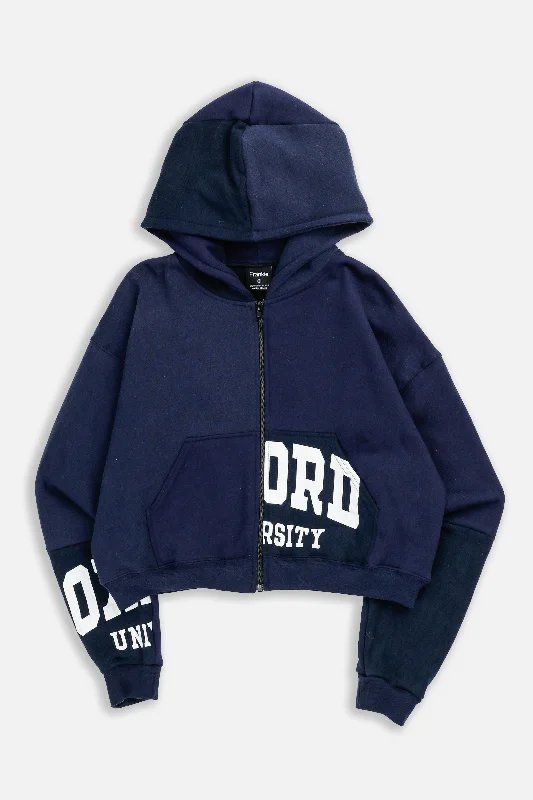 Rework Oxford Crop Zip Hoodie - M Hoodie with Metallic Shiny Futuristic