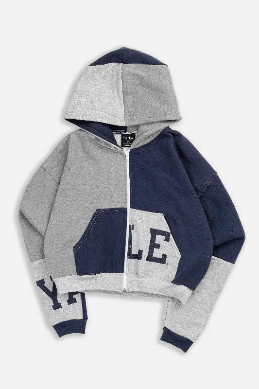 Rework Yale Crop Zip Hoodie - XS Hoodie with Hem Contrast Bold Stylish