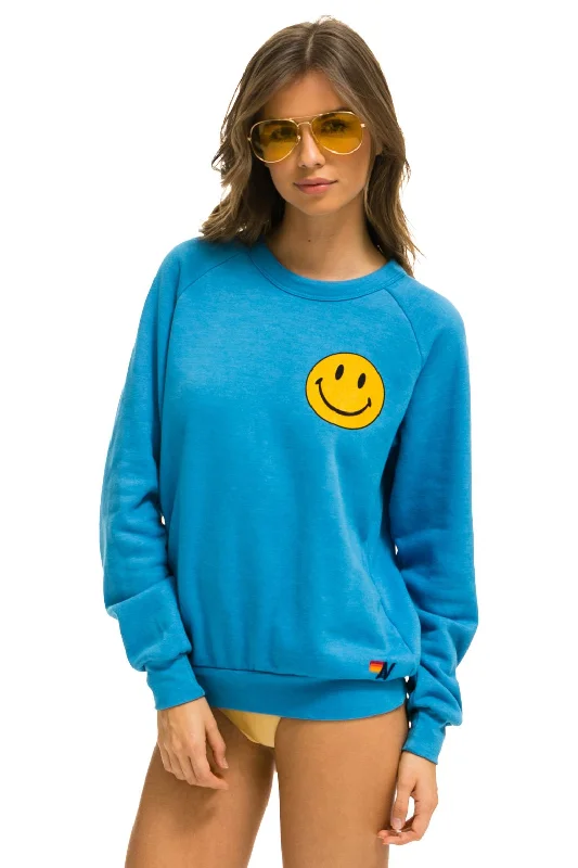 Smiley Crew Sweatshirt Hoodie with Applique Textured Unique