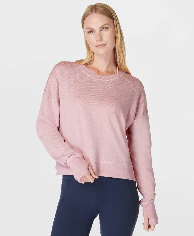 After Class Crop Sweatshirt Sb5622c Pirouette-Pink Hoodie with Button Placket Classic Preppy