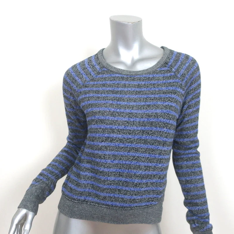 T by Alexander Wang Sweatshirt Blue/Gray Striped French Terry Size Extra Small Hoodie with Thumb Holes Functional Cozy