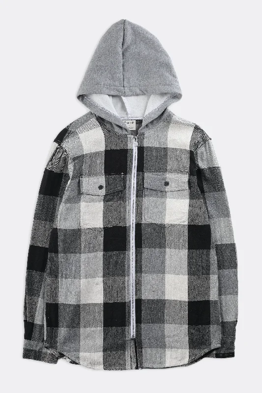 Unisex Hooded Flannel - Women-S, Men-XS Hoodie with Button Classic Timeless