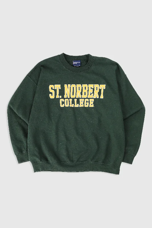 Vintage St. Norbert College Sweatshirt Hoodie with High-Low Hem Asymmetrical Trendy