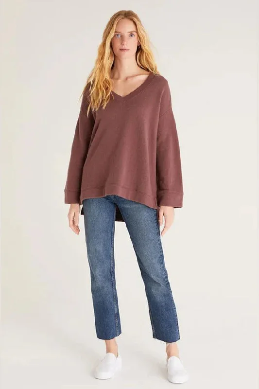 Z Supply Jeanette Sweatshirt Hoodie with Puffed Sleeves Voluminous Trendy