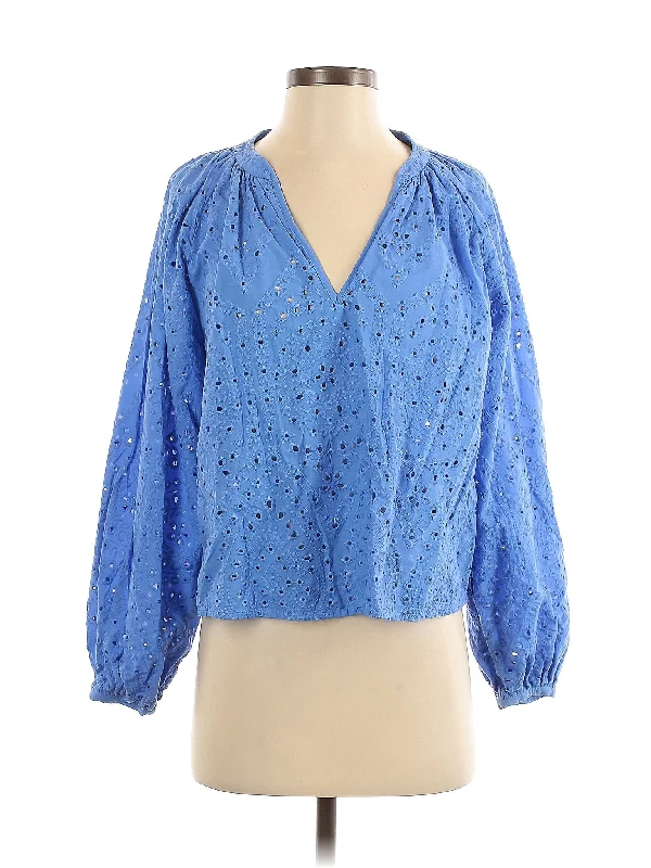 3/4 Sleeve Blouse Elegant Semi-Sheer Blouse