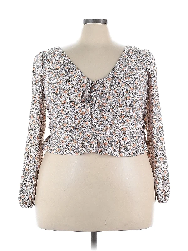 3/4 Sleeve Blouse Drape Neck Blouse
