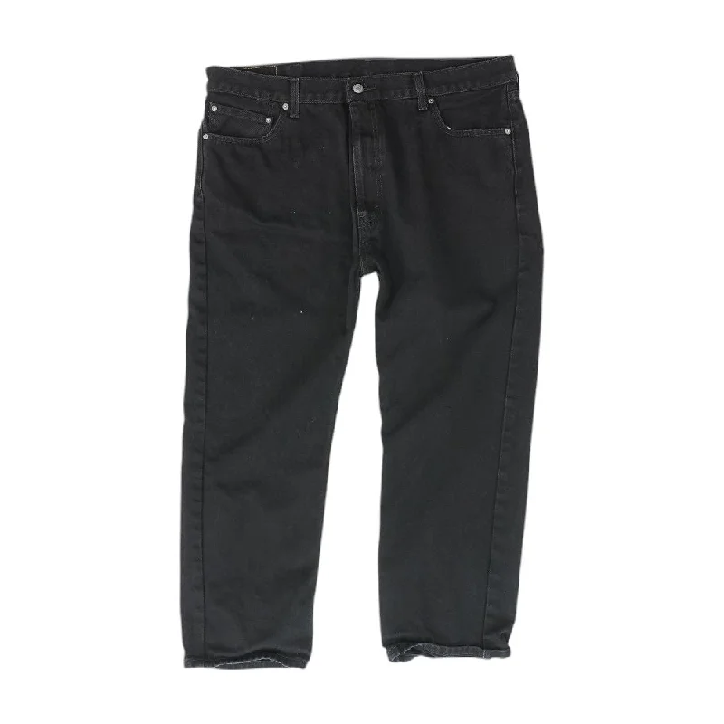 505 Black Solid Jeans Comfortable Straight-Legged Denim