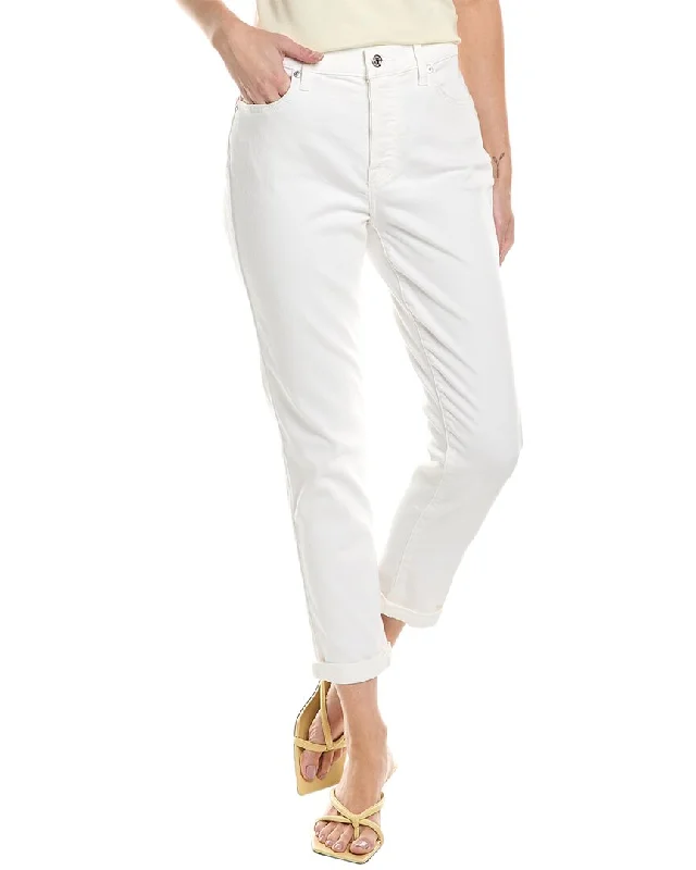 7 For All Mankind Josefina Squiggle White Feminine Boyfriend Jean Stylish Slim Fit Denim 7 For All Mankind Josefina Squiggle White Feminine Boyfriend Jean Stylish Slim Fit Denim