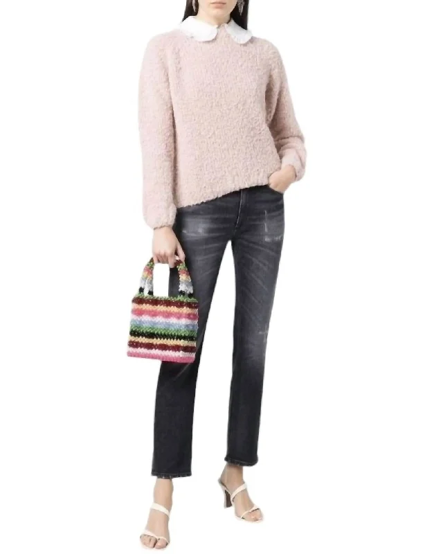 Allie Slim Jean In Washed Black Trendy Pleated Waist Jeans