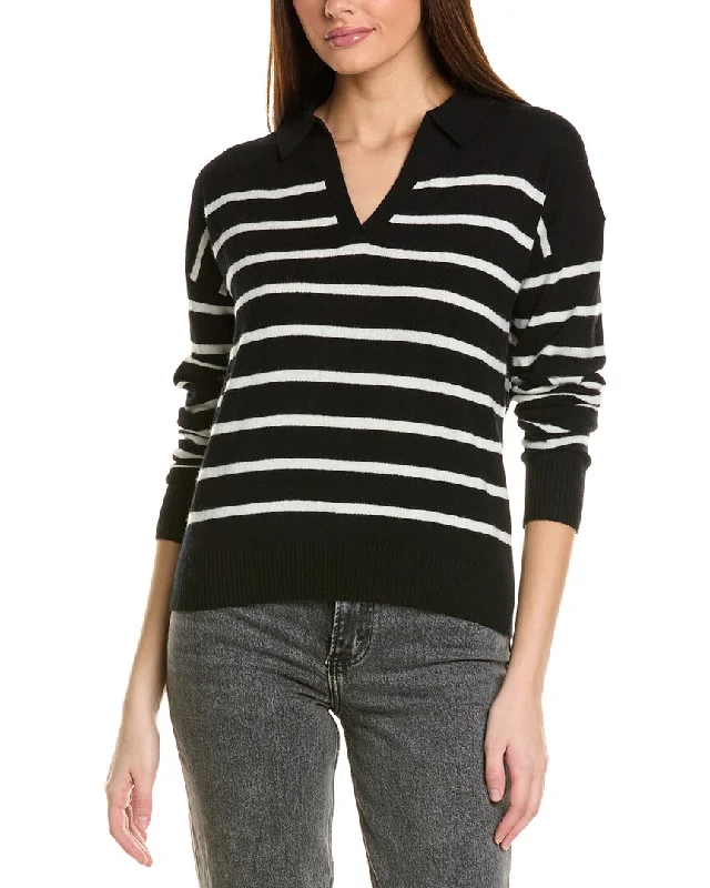 Amicale Cashmere Striped V-Neck Johnny Collar Cashmere Sweater Long Sweater Short Sweater Cropped Sweater Amicale Cashmere Striped V-Neck Johnny Collar Cashmere Sweater Long Sweater Short Sweater Cropped Sweater