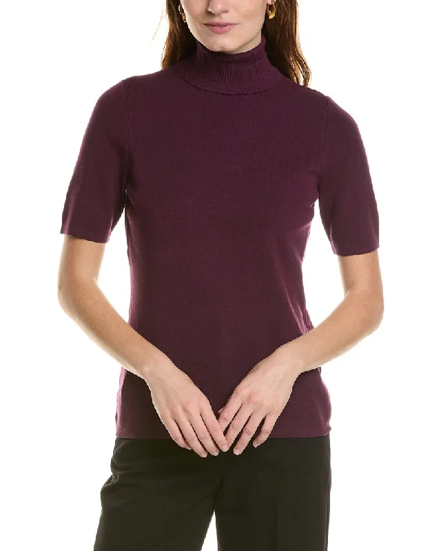 Anne Klein Turtleneck Sweater Terry Blend Velvet Blend Canvas Blend