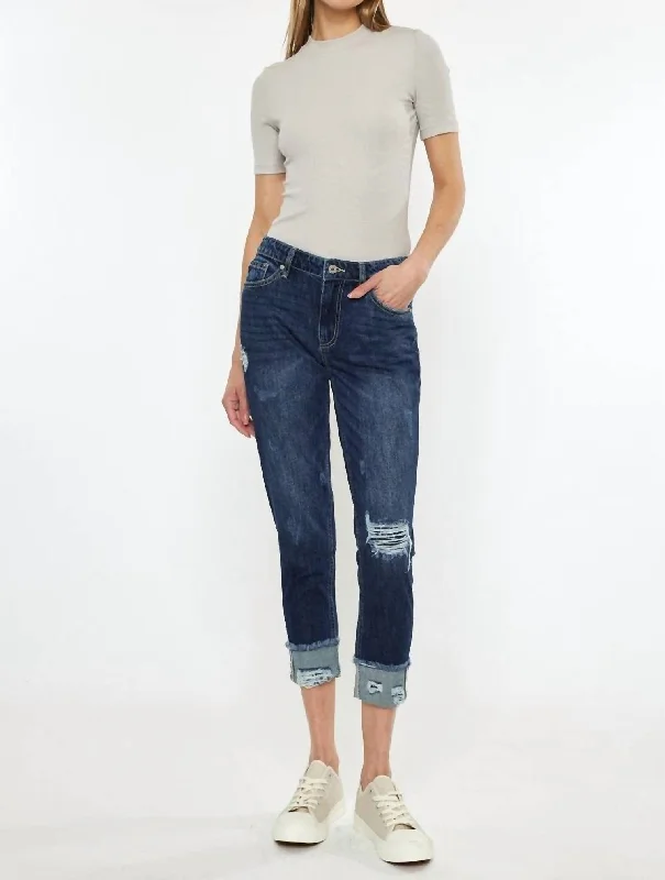 Bernice High Rise Boyfriend Jeans In Medium Stone Wash Stylish Shredded Denim Jeans