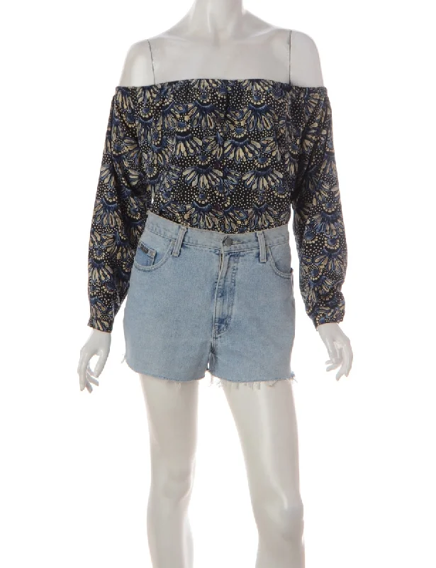Label Anita Printed off the Shoulder Blouse Classic Striped Blouse