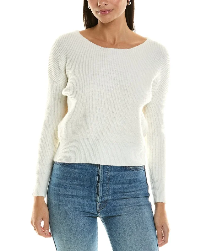 Bishop + Young Jocelyn Twist Back Sweater Mesh Sweater Canvas Denim