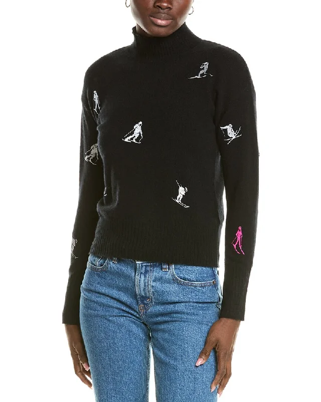 Brodie Cashmere Wool & Cashmere-Blend Ditsy Skier Mock Neck Jumper Solid Print Embellished