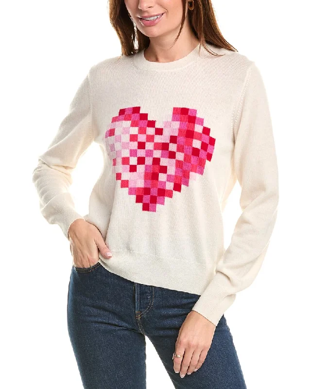 Brodie Cashmere Wool & Cashmere-Blend Pixel Heart Jumper Silk Blend Satin Velvet