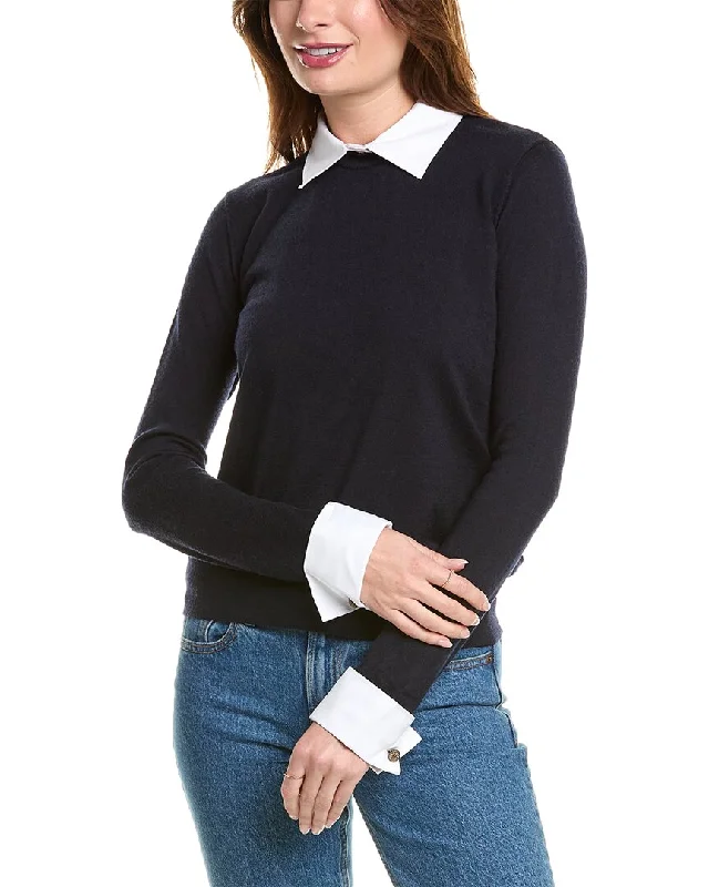 Brooks Brothers Wool Sweater Satin Blend Silk Blend Wool Blend