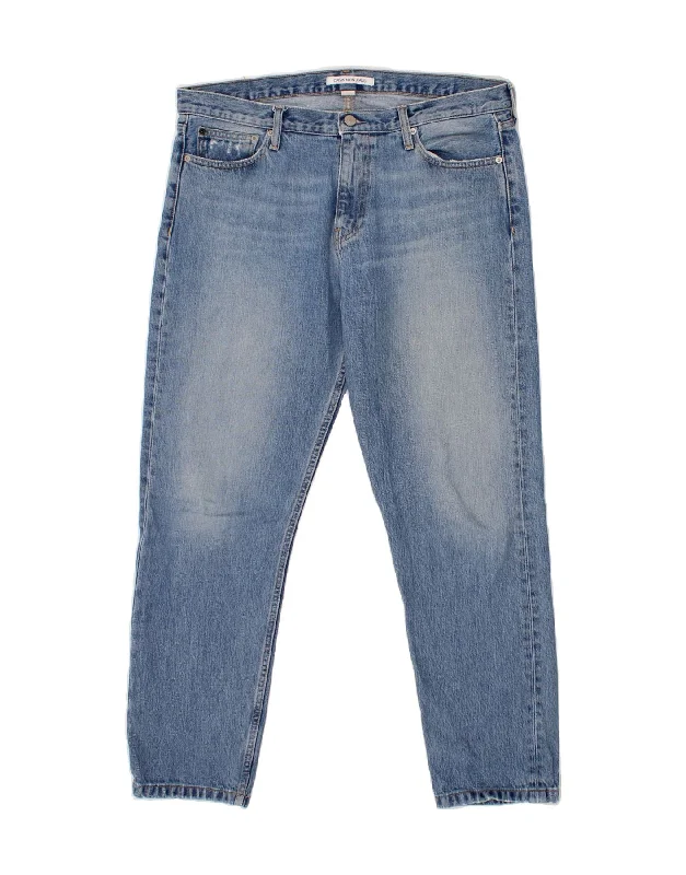 CALVIN KLEIN Womens Tapered Jeans W31 L29 Blue Cotton Fashionable Vintage Wash Jeans CALVIN KLEIN Womens Tapered Jeans W31 L29 Blue Cotton Fashionable Vintage Wash Jeans