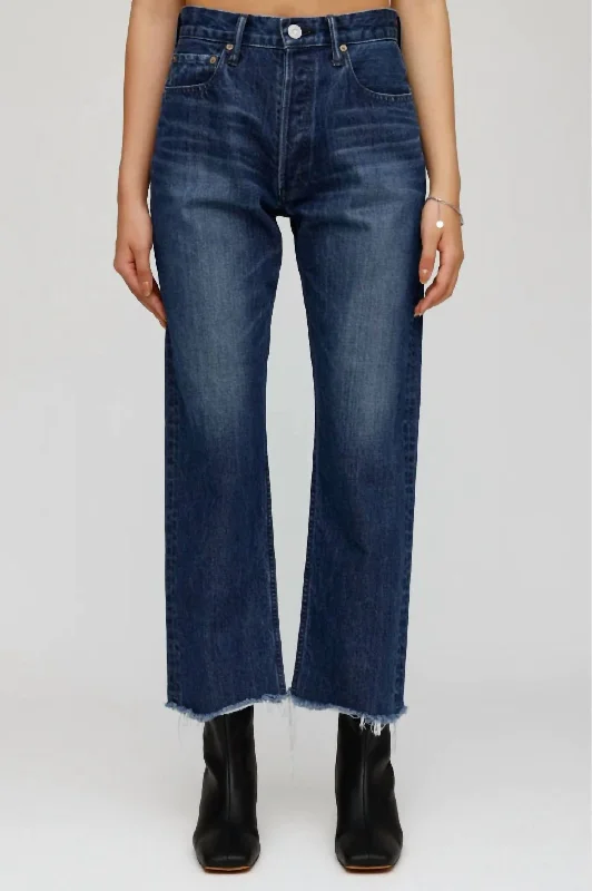 Capac Wide Straight Cropped Jean In Blue Stylish High-Waist Jeans