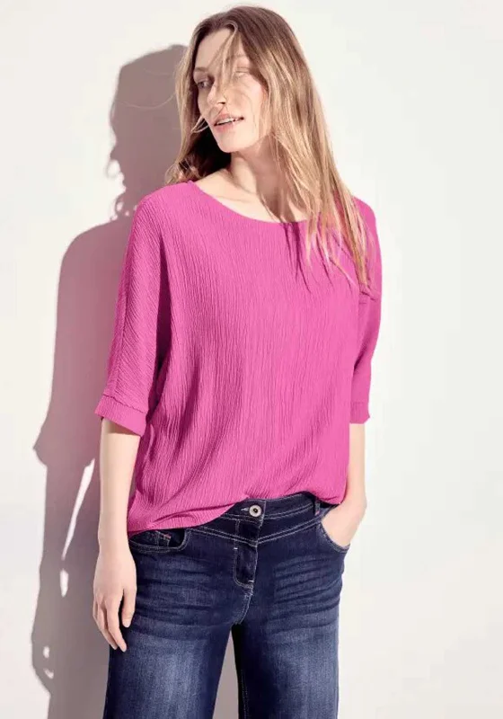 Cecil Crepe Structure Blouse, Bloomy Pink Soft Modal Blouse