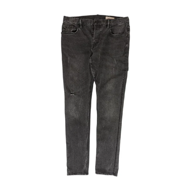 Charcoal Solid Regular Jeans Fashionable Raw Hem Bootcut Jeans