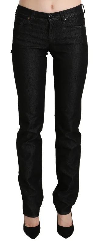 Ermanno Scervino Chic Black Mid Waist Skinny Jeans Fashionable Relaxed Fit Denim