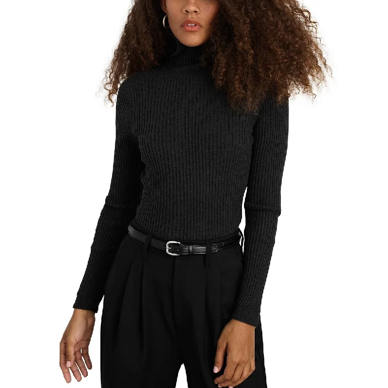 Cristy Womens Long Sleeve Ribbed Mock Turtleneck Sweater Fitted Loose Oversized