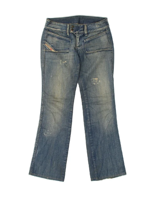 DIESEL Womens Bootcut Jeans W27 L29  Blue Cotton Chic Rolled Cuff Denim Jeans