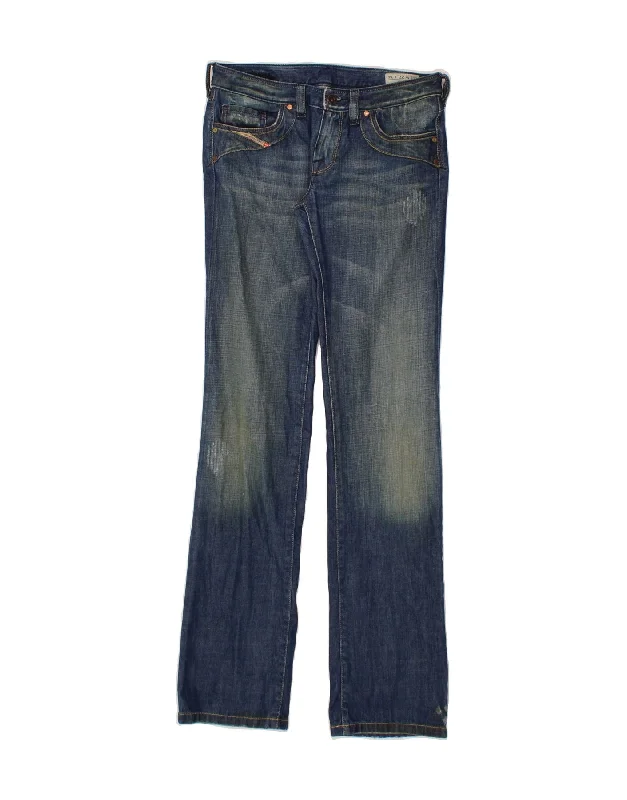 DIESEL Womens Bootcut Jeans W27 L33 Blue Cotton Cozy Wide-Legged Jeans