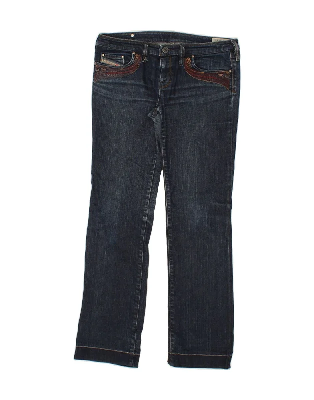 DIESEL Womens Straight Jeans W30 L30 Navy Blue Cotton Fashionable Slouchy Fit Jeans