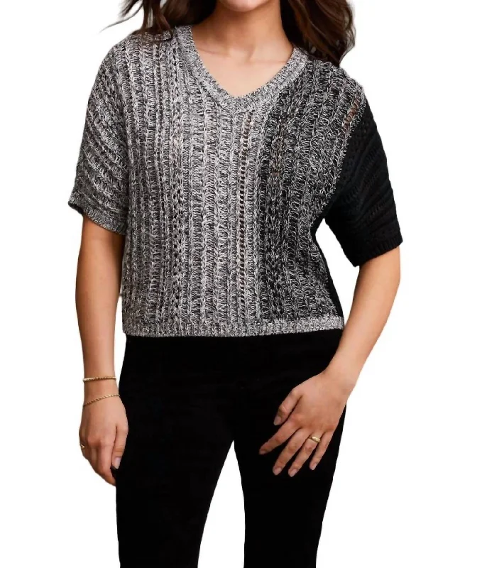 Dolman Loose Fit Sweater In Black Spandex Rayon Corduroy