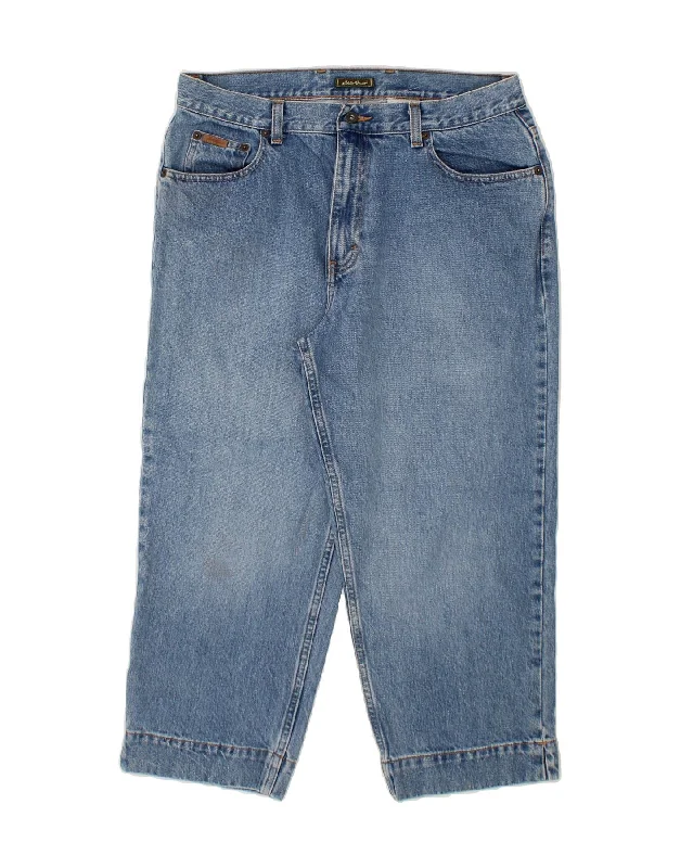 EDDIE BAUER Womens Cropped Jeans US 14 XL W32 L23 Blue Cotton Chic Ripped Jeans