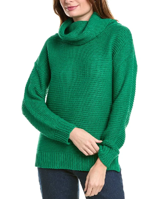 FATE Cowl Sweater Real Fur Shearling Chenille
